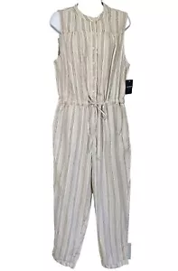 Lucky Brand Hayley Jumpsuit Sleeveless Button Front Drawstring Waist Wmns L Nwt - Picture 1 of 17