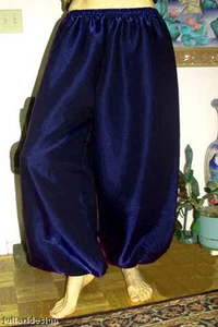 Pantalones harén danza del vientre negros con brillo azul oscuro - Imagen 1 de 1