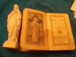 Vintage Salt Madonna Statue and Garden of the Soul Epistles and Gospels Book - Picture 1 of 9