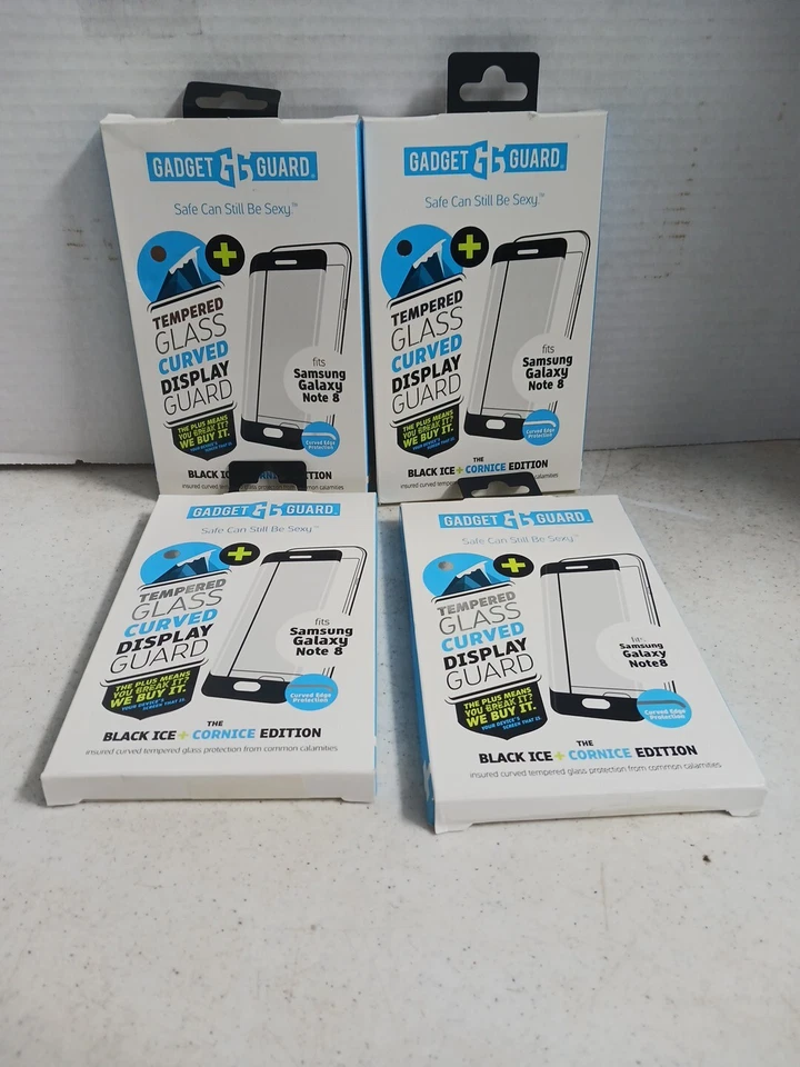 4 Cajas GadgetGuard Negro Hielo + Cristal Cornice Protector de Pantalla Samsung Galaxy S8 Foto 1 de 4