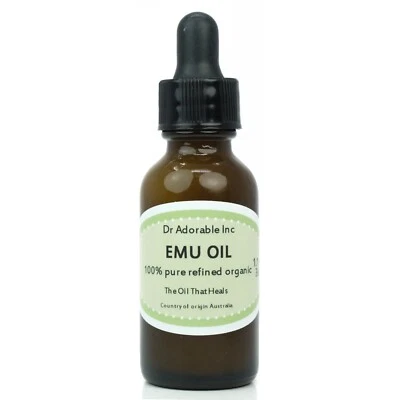 DR.ADORABLE Emu Oil 100% Pure Organic from Australia 1 oz with glass dropper Free shipping