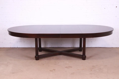 Barbara Barry for Baker Furniture Modern Neoclassical Mahogany Dining Table Cover