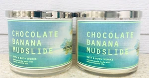 2 Bath & Body Works CHOCOLATE BANANA MUDSLIDE 3-Wick Candles 14.5oz LOT/SET of 2 - Picture 1 of 3