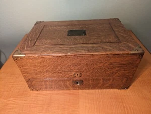 Antique 1901 Oak Box Chest Case Drawer with Brass Plaque USA $499 - Picture 1 of 7