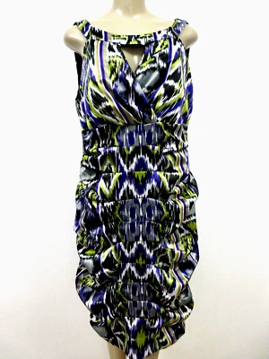 Vestido sin mangas geométrico Signature By Sangria talla grande 16 multicolor nuevo con etiquetas Foto 1 de 4