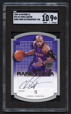 2003-04 Skybox LE Vince Carter Rare Form 7/50 Auto Die Cut SGC 9 Mint Auto 10