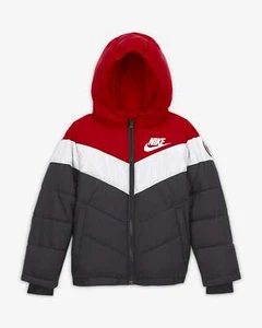 Nike Little Kids Color-Block Puffer Jacket Size-6 Color-University Red - Picture 1 of 2