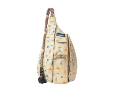 Mochila Kavu NUEVA CON ETIQUETAS Crema/Naranja/Verde azulado BEACH SURFF Mini Cuerda Eslinga, 16"Hx9"Wx4"D Foto 1 de 4