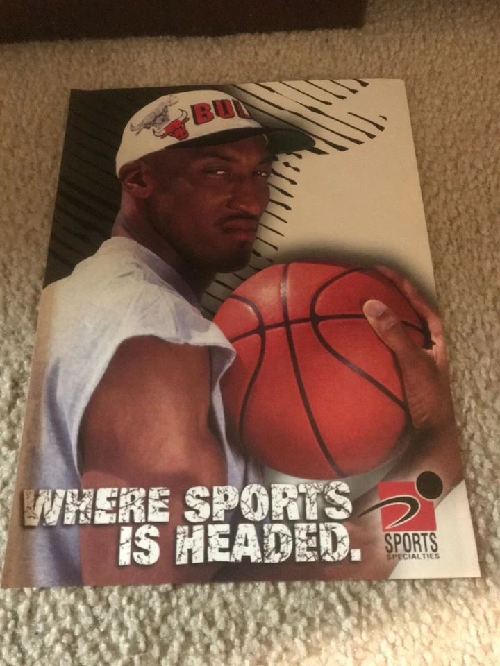 Vintage SCOTTIE PIPPEN CHICAGO BULLS SPORTS SPECIALTIES NBA HAT Print Ad 1990s - Image 1 of 1