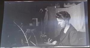 Lady Writing w/ Fountain Pen ~ Original Plastic Negative ~ Milford, DE Estate - Picture 1 of 2