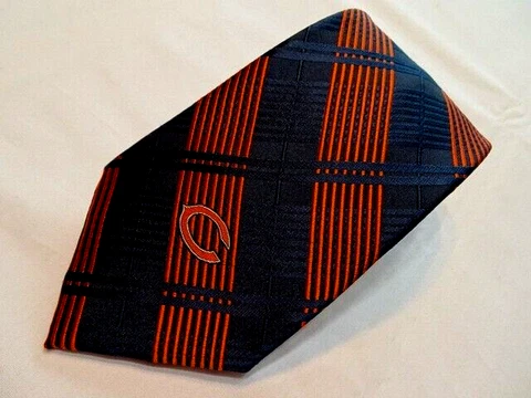 CHICAGO BEARS Woven Orange & Black C Logo NFL Brand Polyester Tie EXCELLENT Cover