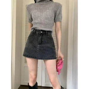 A-Line Denim Skirts Stretchy Mini Skirt Fashion Jean Skirt 2024 - Picture 1 of 15