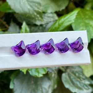 Lote de 5 piezas de piedras preciosas cortadas con cabeza de gatito amatista natural de 38,35 quilates para amantes de los gatos - Imagen 1 de 7