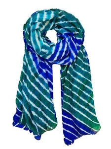 Anupam Traditional Blue-Green Leheriya Bhandej (Tie & Dye) Tafetta silk Dupatta - Bild 1 von 2