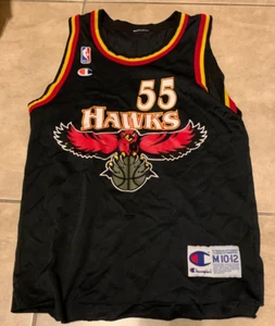 Dikembe Mutombo 55 Atlanta Hawks NBA Jersey Vintage Youth 10-12 Black Champion - Picture 1 of 4