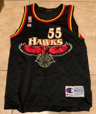 Dikembe Mutombo 55 Atlanta Hawks NBA Jersey Vintage Youth 10-12 Black Champion - Image 1 of 4