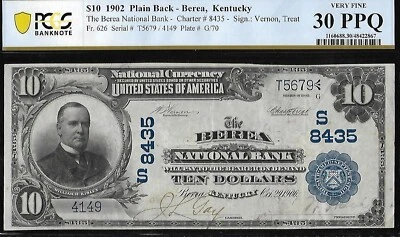 1902 $10 NATIONAL BANK OF BEREA, KENTUCKY ULTRA RARE CH 8435 #379 - Image 1 of 2