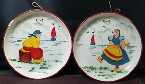 2-7.5" Dutch Boy & Girl Wall Plates-Hand Painted-Helen DeTar Calif. Rare 1950's - Picture 1 of 8