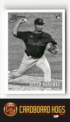 2021 Bowman Heritage #60 Sixto Sanchez Marlins Black and White - Image 1 of 2