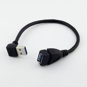 USB 3.0 Type A Male Up Angled to USB 3.0 A Female Data Extension Adapter Cable - Picture 1 of 5