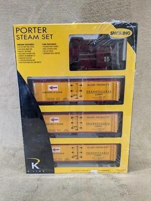 K-LINE Smoking Porter Steam Train Set Pennsylvania Engine 3 Reefers New K-1503 - Image 1 of 4