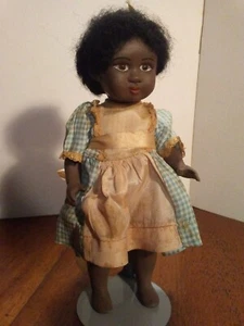 Vintage 8 1/2" schwarzes Mädchen Puppe von Eleanor Holland Biskuit Kopf und Gelenkkörper - Bild 1 von 11