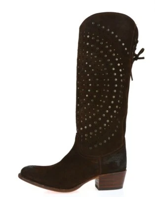 Mujeres Frye Marrón Oscuro Gamuza Alto Tachonado Tirar hasta la Rodilla Botas Zapatos Talla 7 M Foto 1 de 4