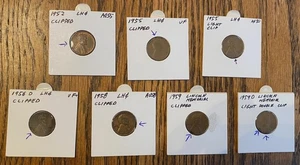 1952 - 1959 LINCOLN WHEAT PENNY CLIPPED ERROR LOT (7) - NICE DETAIL -  ESTATE - Picture 1 of 4