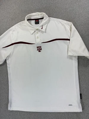 Texas A&M Aggies Vintage 90's Stitched Campus Polo Shirt (Men's Large) White - Image 1 of 4
