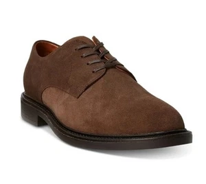 $198 NUEVO Zapatos de Vestir Polo Ralph Lauren Asher Derby Para Hombre Marrón Gamuza Con Cordones - Imagen 1 de 6