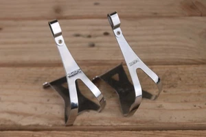 MKS Chrome Toe Clips Vintage Retro Steel Road Racing Touring Track Bike Large - Picture 1 of 6