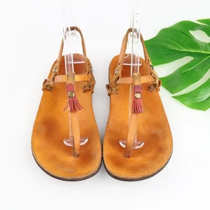 Sandales Unshoes femme pointure 9,5 femme 11,5 cuir marron string gland plat - Photo 1/18