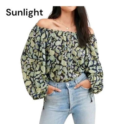 Macacão FREE PEOPLE Feminino Tamanho G Fora do Ombro Estampa Boho Paisley Manga Comprida - Imagem 1 de 4