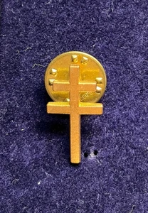 PATRIARCHAL ORTHODOX CHRISTIAN (TWO BARS) GOLD TONE PIN BADGE - Picture 1 of 3