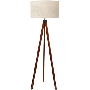 Wood Tripod Floor Lamp, Mid Century Standing Lamp, Modern Design Studying Lig... - Picture 1 of 8