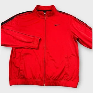 Nike Jacket Mens L Red Basketball OT Full Zip Track Warmup Training Shiny Satin - Picture 1 of 13