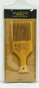 Black Ice Professional Signature Series Natural Bamboo Hair Styling Pick Comb - Picture 1 of 1