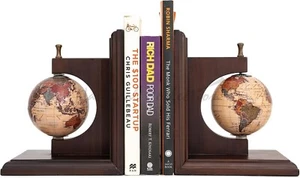 Vintage Globus Buchstützen - dekorative Home & Office Akzente für Bücherregale braun - Bild 1 von 7