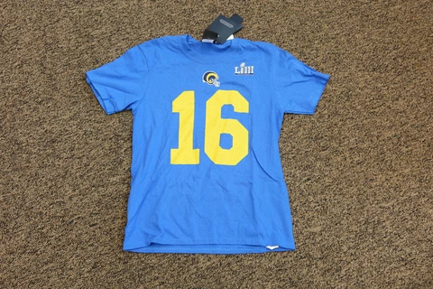 Jared Goff #16 LA Rams Super Bowl LIII YOUTH Jersey T Tee Shirt Size Large Cover