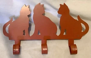 Catálogo actual vintage silueta gatos con 3 ganchos en color ladrillo arte de pared - Imagen 1 de 3