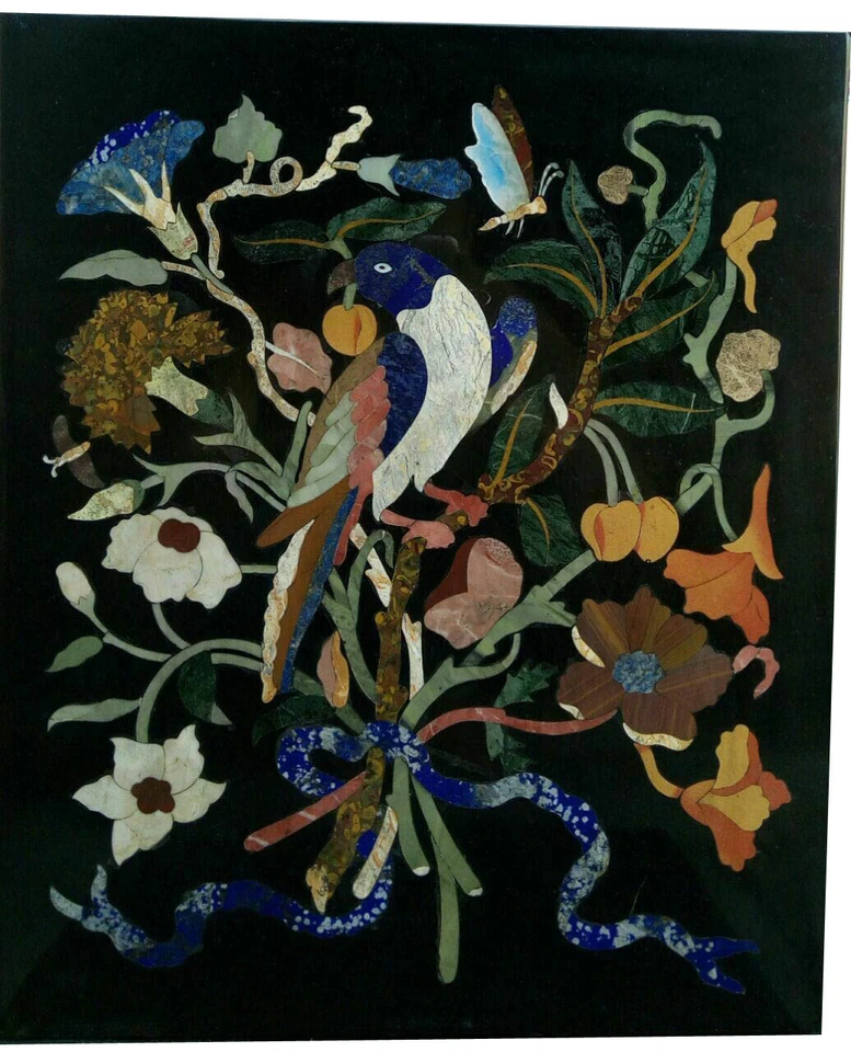 24" x 20" Marble Table Top semi precious multi stones inlay handicraft work - Image 1 of 1