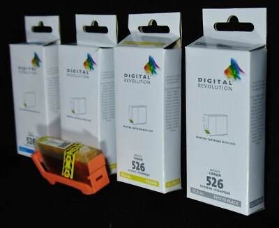 4x CANON CLI-526 Y Druckerpatronen DIGITAL Printing Cartridge Chip Farbdrucker - Bild 1 von 4