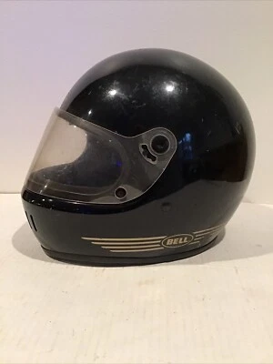 Capacete esportivo vintage Bell tamanho 7 3/4 62cm motocicleta snowmobile preto rosto inteiro - Imagem 1 de 4
