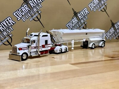 Dcp 1/64 Kenworth W900 Show Parts And Mac Round Dump Trailer Semi Truck Farm Toy - Image 1 of 4