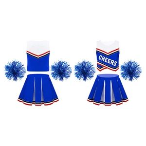 Girls Dancewear Child Outfits Halloween Crop Top And Skirt Cheer Leader Tennis - Picture 1 of 46