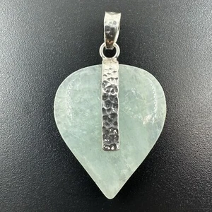Aquamarine Spade Shaped Crystal in Sterling Silver 925 Pendant #1012 - Picture 1 of 5