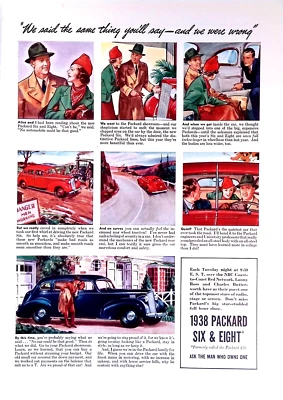 1938 Paclard Classic Car Print Ad Packard Six & Eight Finest Name in Cars 8x11 - Image 1 of 4