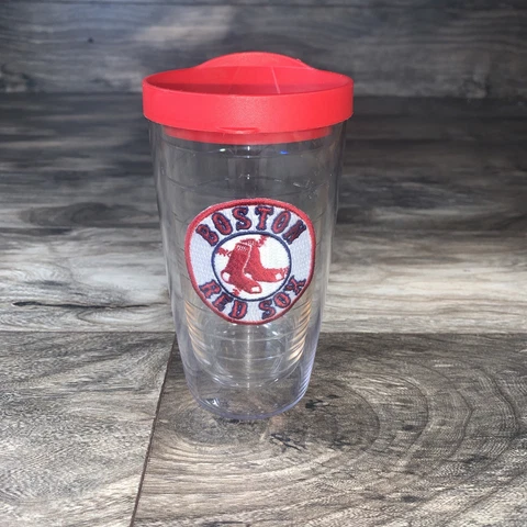Boston Red Sox Tervis Tumbler Embroidered Baseball Logo Patch 16 Oz w/ Red Lid Cover