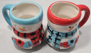 Bay Island Snowman Cups Mugs Winter Christmas Coffee Tea Hot Cocoa Set of 2 - Picture 1 of 6