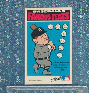 🔥1972 Wilbert Robinson Fleer Baseballs Famous Feats Dodgers #10 Hits in Game 7